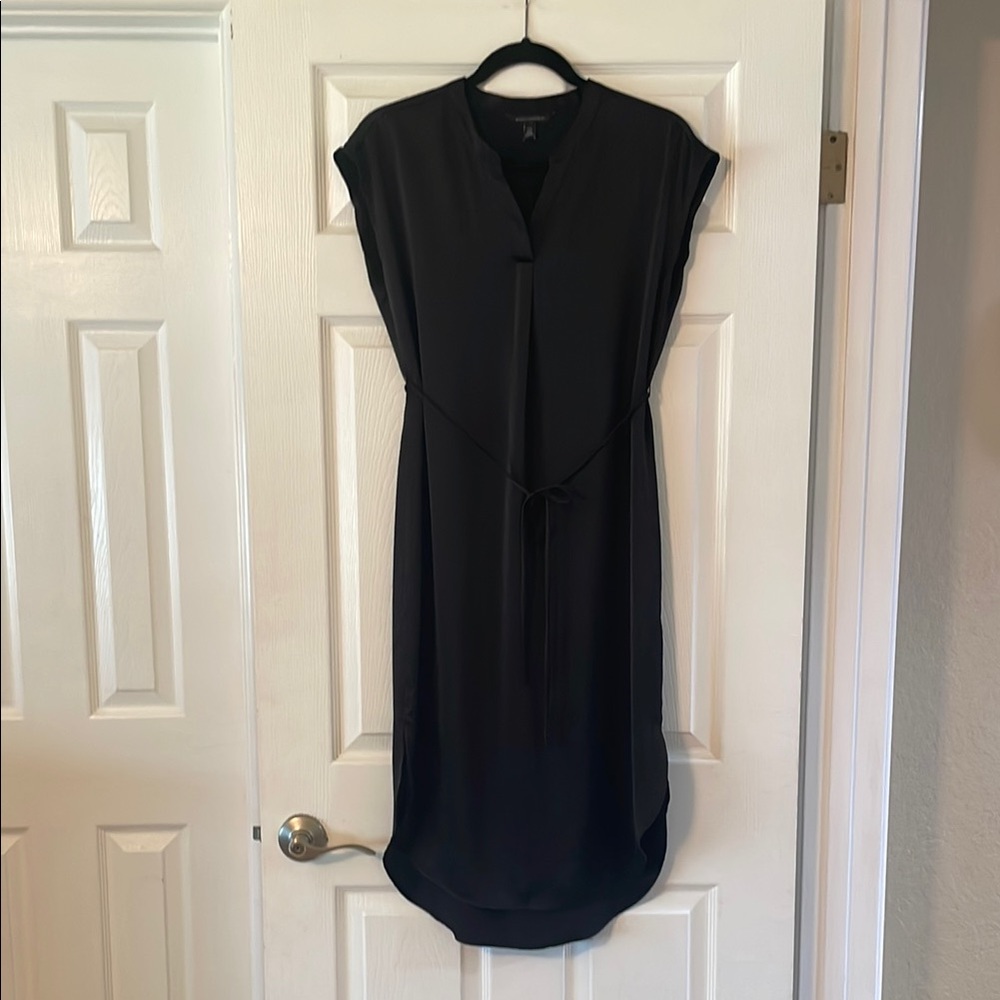 Banana Republic Black Midi Tie-Waist Dress